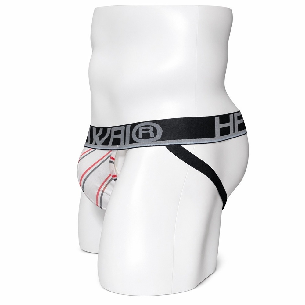 Hawai Small (28-30) Striped Jockstrap Athletic Supporter White Red Black - Picture 2 of 11